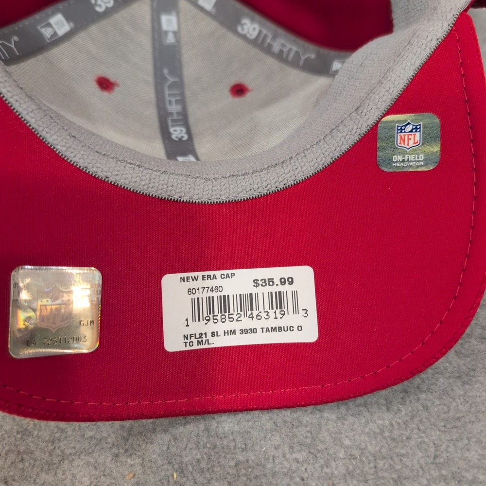 New Era 39THIRTY Tampa Bay Buccaneers NFL Hat Red Stretch Fit M/L 2021 Sideline - Picture 5 of 7